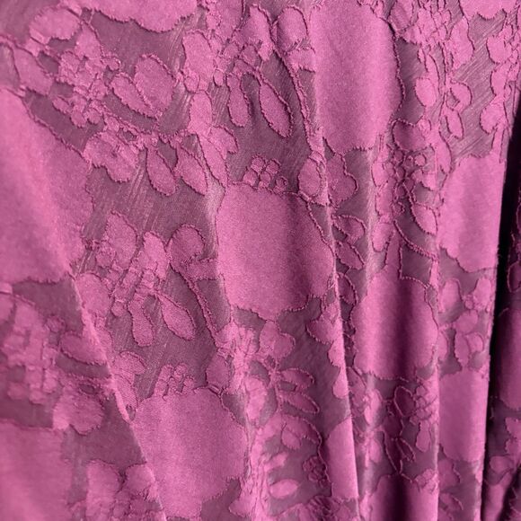 Susan Graver Burnout Jacquard Knit Top Vintage Wine 1X Petite Whimsygoth Romance - Picture 2 of 7